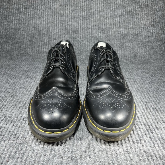 Doc Martens 3989 Brogue Men's Size 11 Yellow Stitch Smooth Leather Wingtip Shoes - Picture 3 of 14